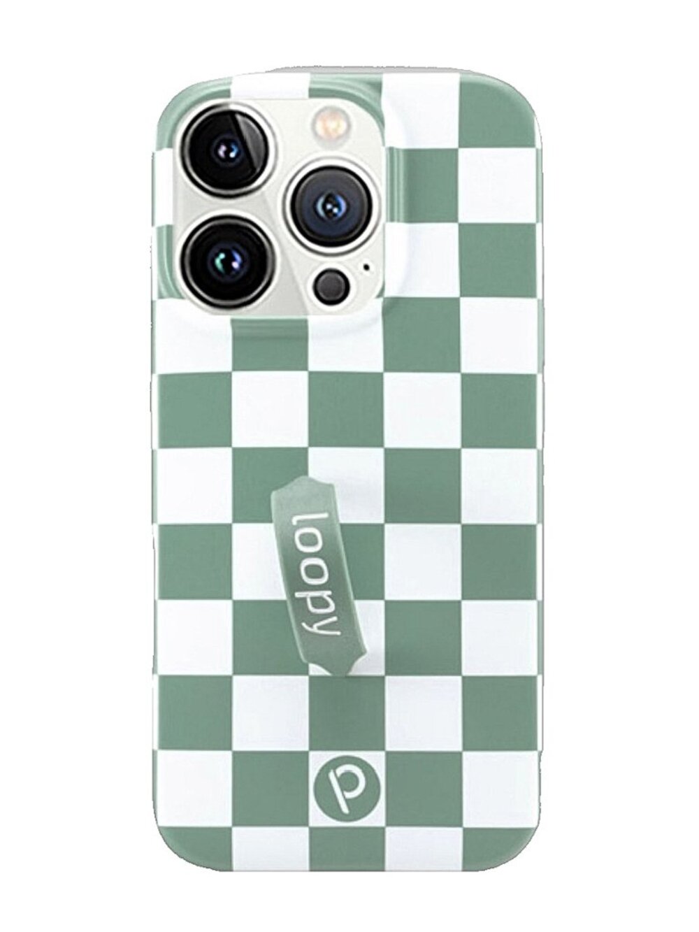 NWT Loopy GREEN and WHITE CHECKERED iPhone 15 Pro Max Phone Case - Righty